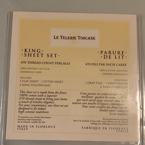 Le Telerie Toscane King size sheet set 470 Thread count - Picture 5 of 6
